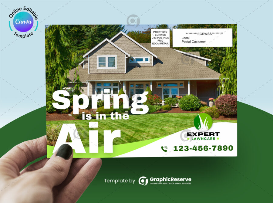 spring is in the air landscaping lawn care eddm postcard canva template Main Image