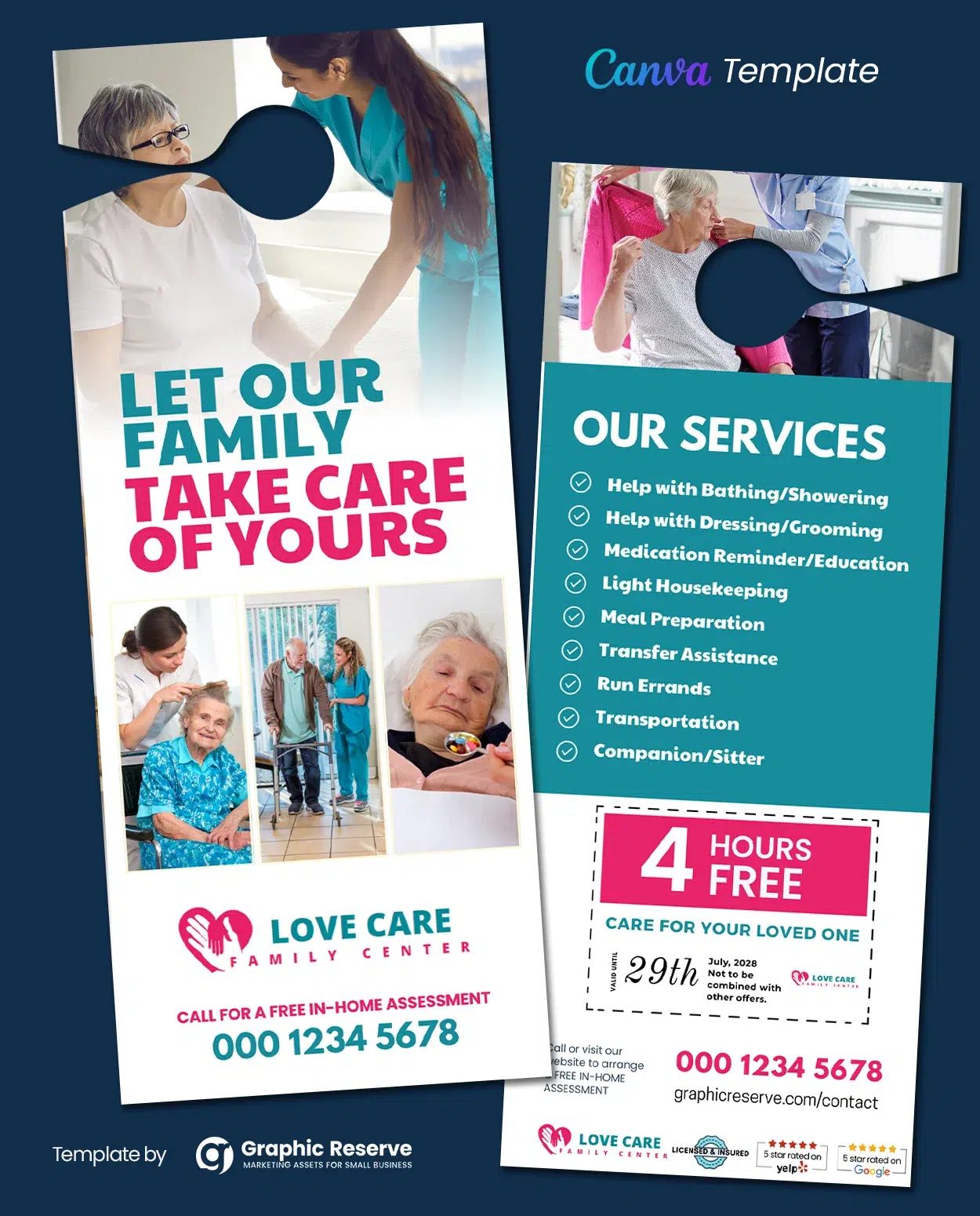 Home Care Door Hanger Design Canva Template