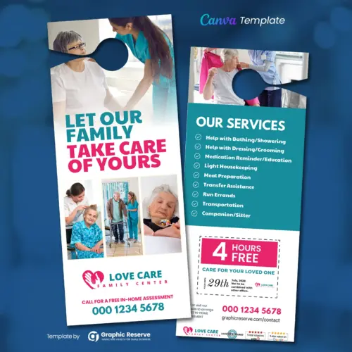 Home Care Door Hanger Design Canva Template