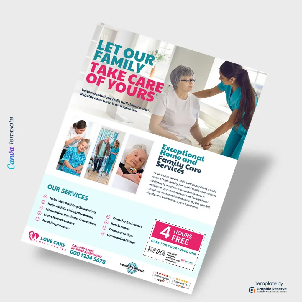 Home Care Flyer Design Canva Template – Canva template