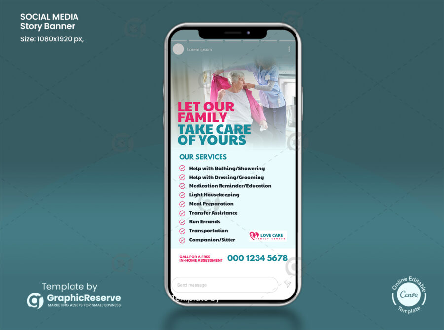 Home care social media story banner template