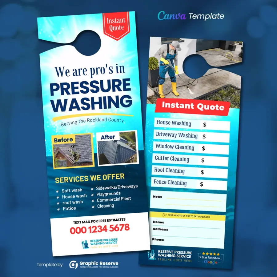 Instant quote door hanger for pressure washing advertising