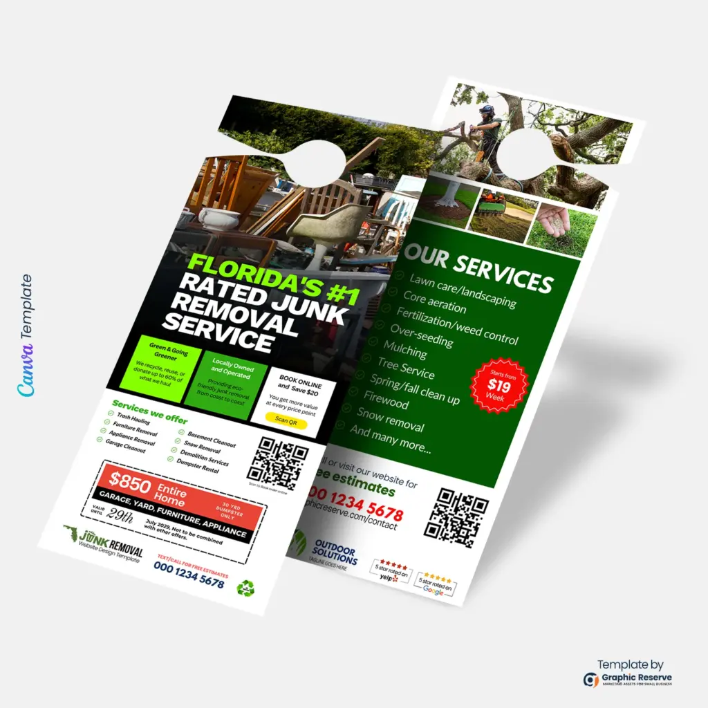 Junk Removal Lead Generator | Custom Door Hanger & Flyer Template