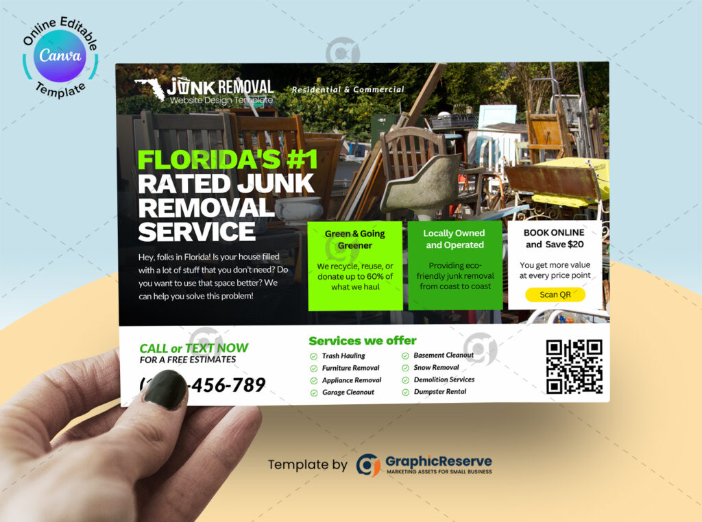 Junk Removal Direct Mail Postcard Canva Template