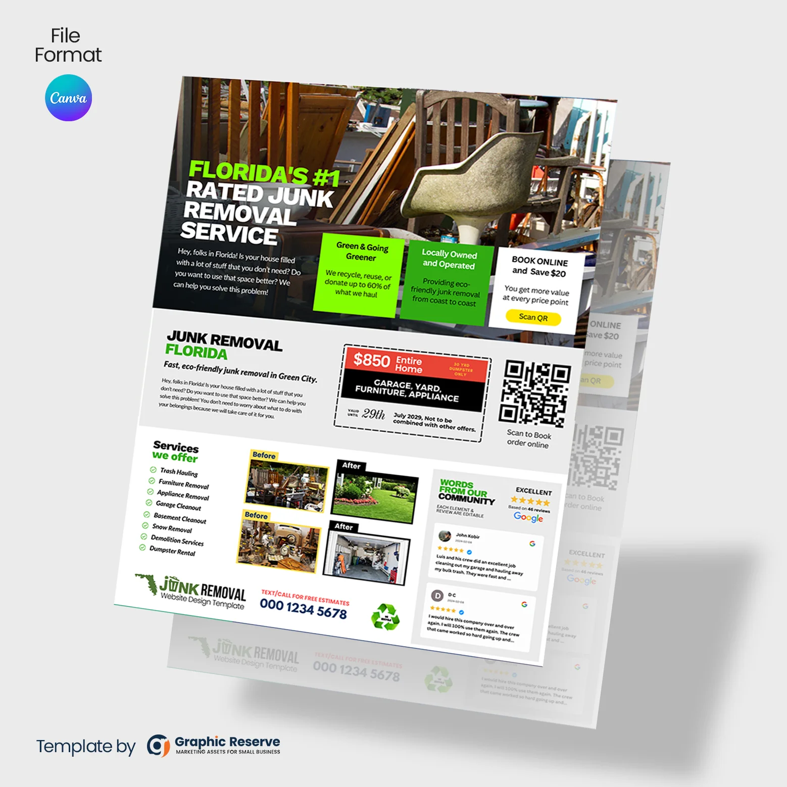 Junk Removal Marketing Flyer Design Canva Template