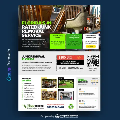 Junk Removal Marketing Flyer Design Canva Template