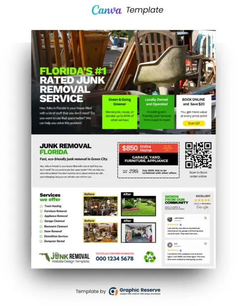 Junk Removal Marketing Flyer Design Canva Template