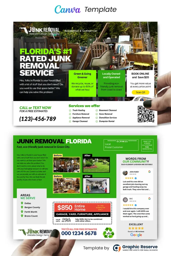 Junk Removal Service EDDM Postcard Design Template