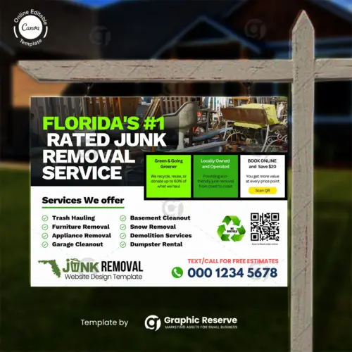 Junk Removal Yard Sign Design Canva Template