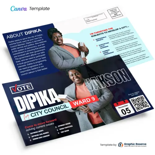 Political Direct Mail Postcard Design Canva Template 1