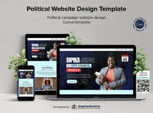 Political campaign website design Canva template