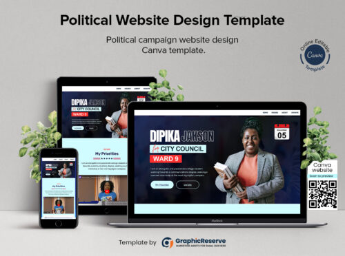 Political campaign website design Canva template