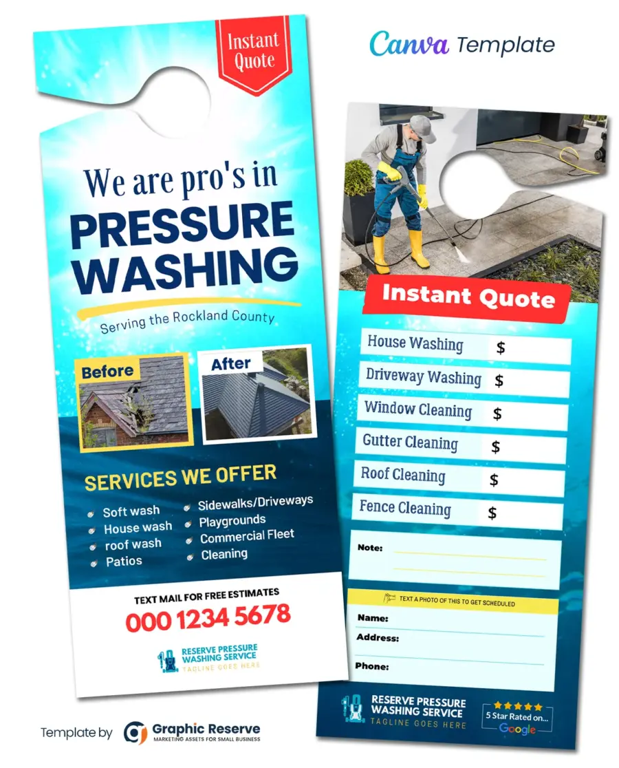 Instant Quote Door Hanger For Pressure Washing - Canva Design Template