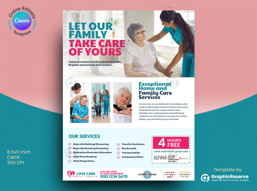 home care flyer design canva template