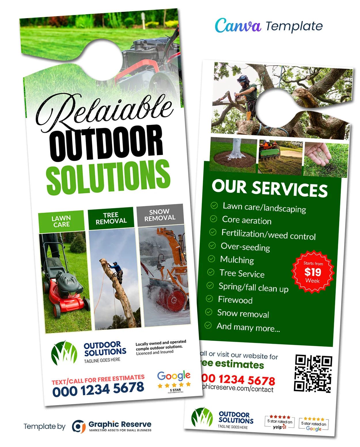 Lawn Care, Tree, & Snow Removal Service Door Hanger Template