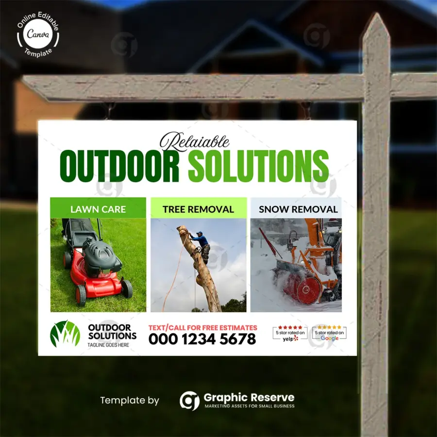 Lawn Care, Tree, & Snow Removal Yard Sign Template