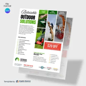 Lawn Care, Tree, & Snow Removal Flyer Design Canva Template
