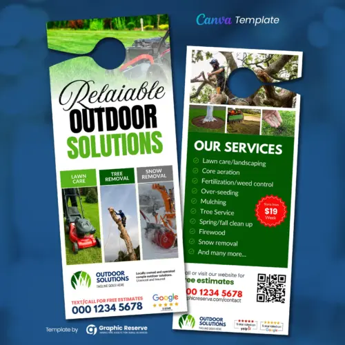 Lawn Care, Tree, & Snow Removal Service Door Hanger Template