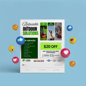Lawn Care, Tree, & Snow Removal Social Media Poster Design Canva Templates