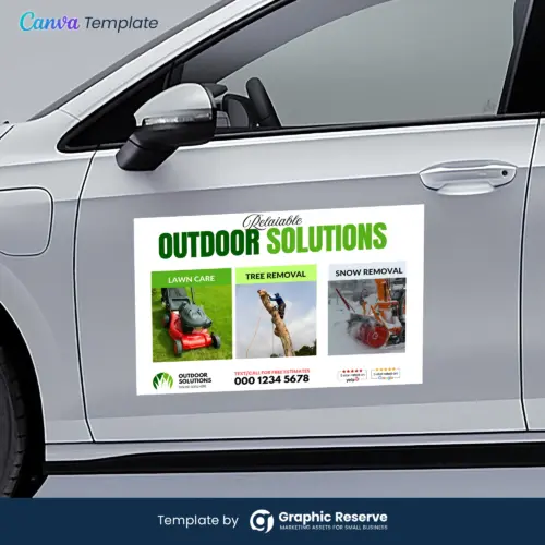 Lawn Care, Tree, & Snow Removal Car Magnet Design Canva Template