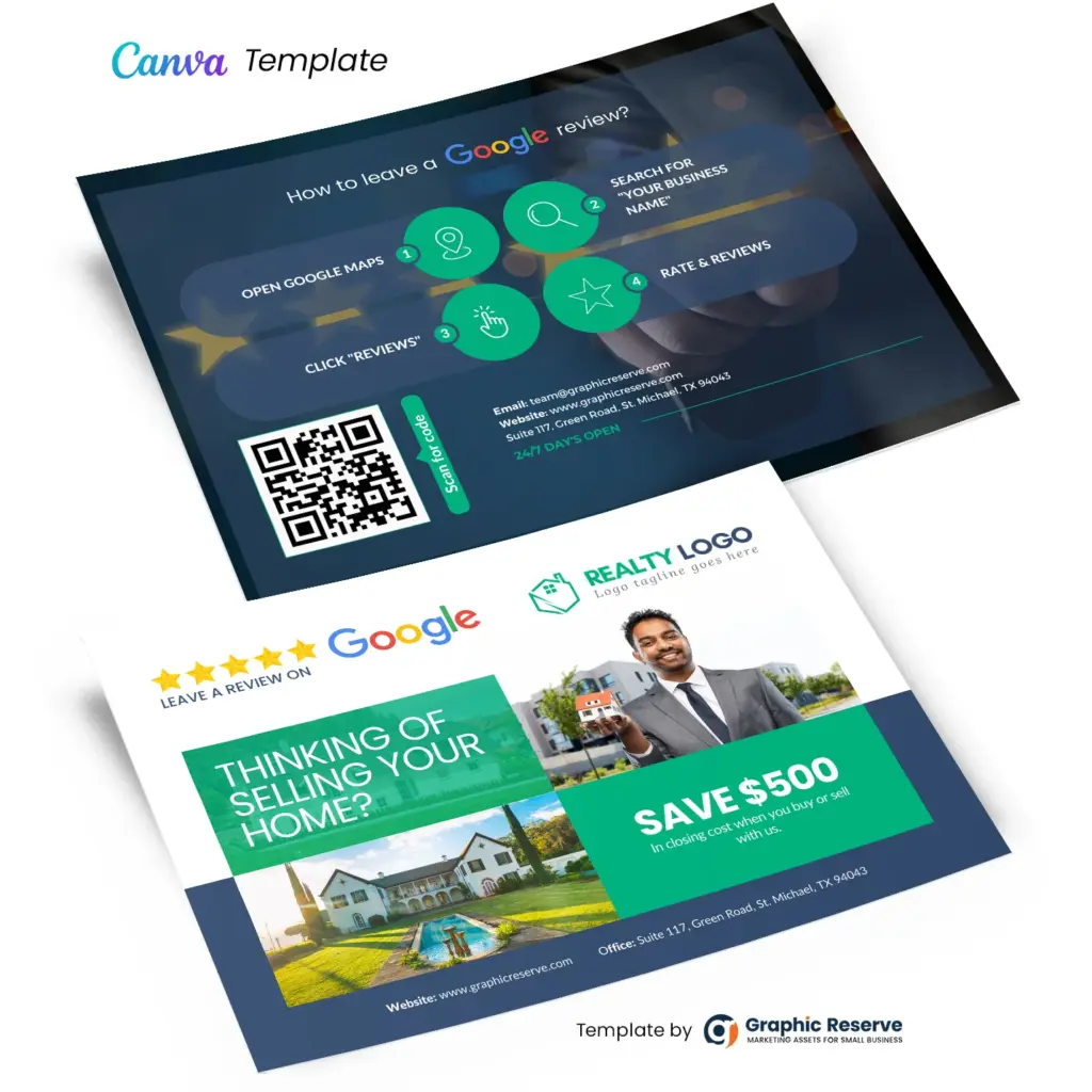 Real Estate Review PostCard Design Canva Template – Canva template