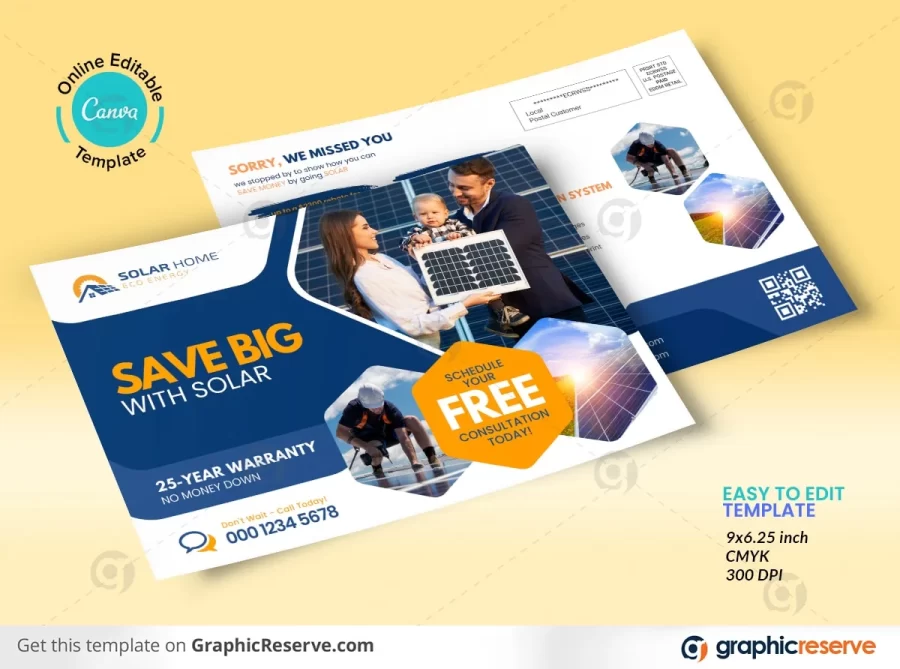 43691 Solar Postcard Direct Mail EDDM Canva Template Preview 1