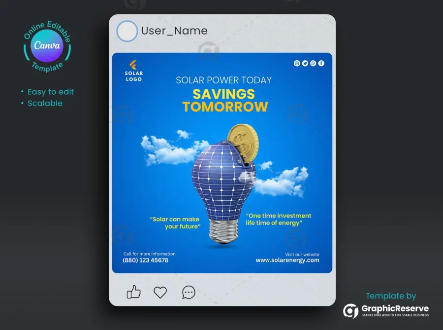 Creative Solar Digital Marketing Banner Canva Template