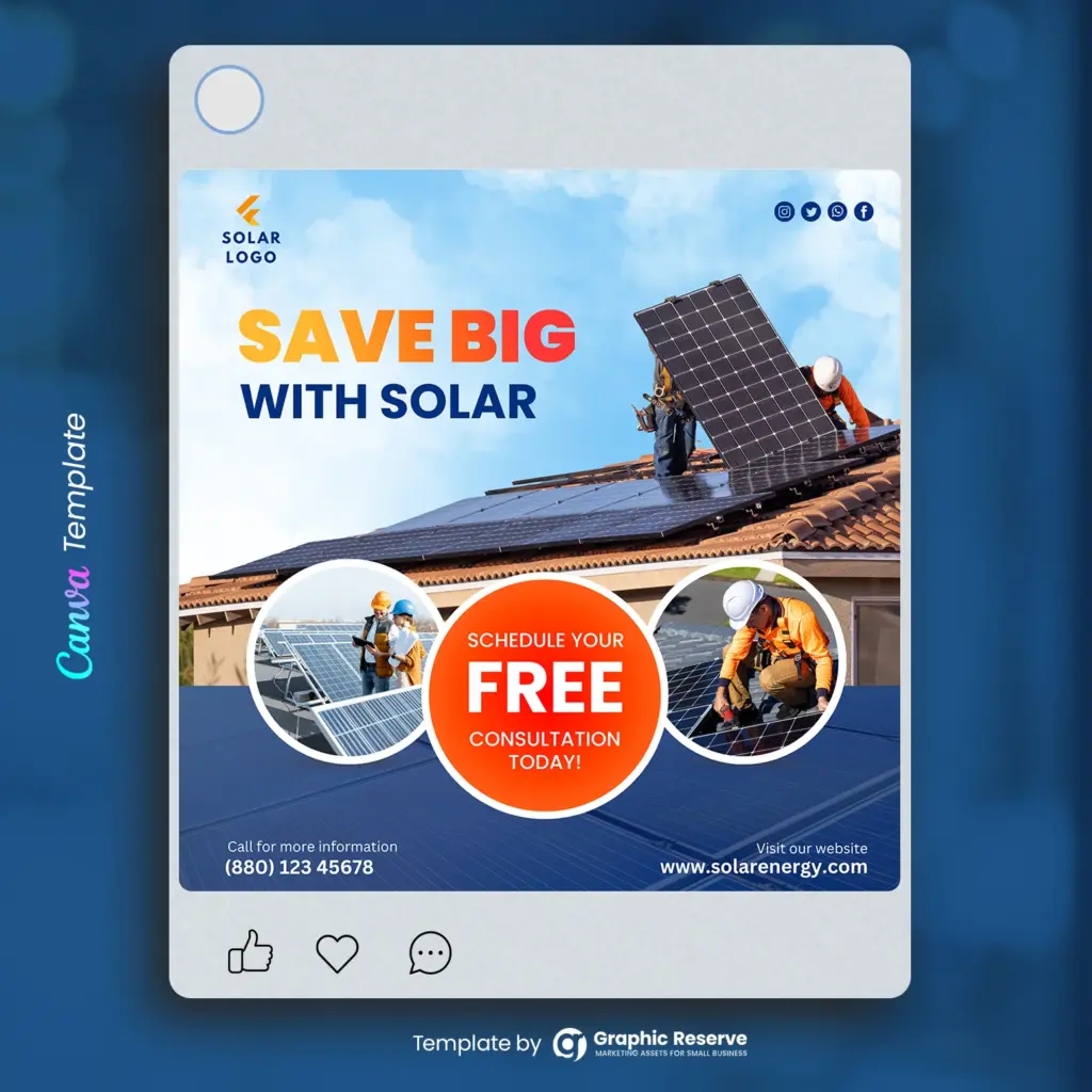 Creative Solar Energy Marketing Banner Template – Canva template