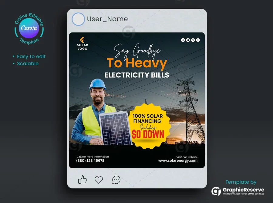 Creative Solar Power Ader Design Canva Template