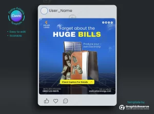 Instagram & Facebook Solar Advertising Design Template