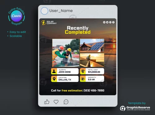 Instagram Solar Energy Advertising Canva Post Design