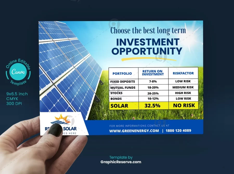 Solar Direct Mail EDDM Postcard Mailer design Canva Template