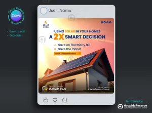 Solar Energy Advertising Banner Design Canva Template