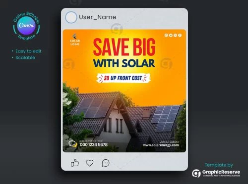 Solar Energy Social Media Post Design Canva Templates