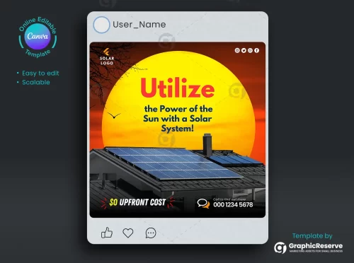 Solar Panel Post Canva Template for Facebook Ads