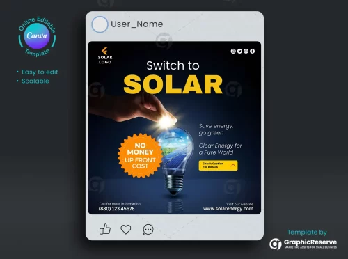 Solar Panel Social Media Ad Canva Template
