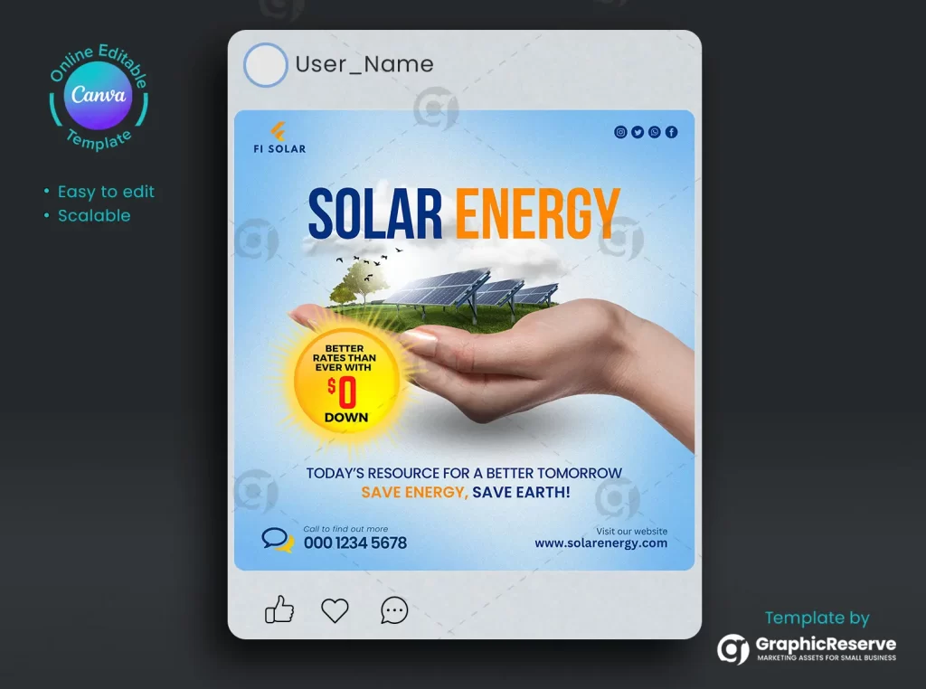Solar Power Ad Canva Template for Facebook Posts