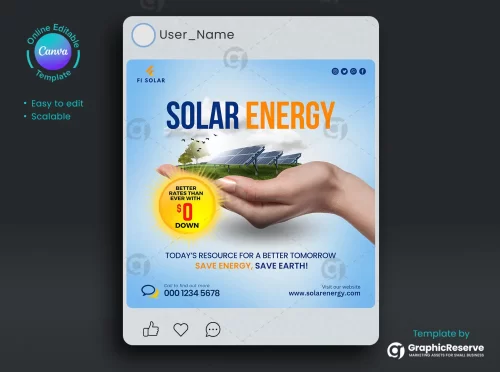 Solar Power Ad Canva Template for Facebook Posts