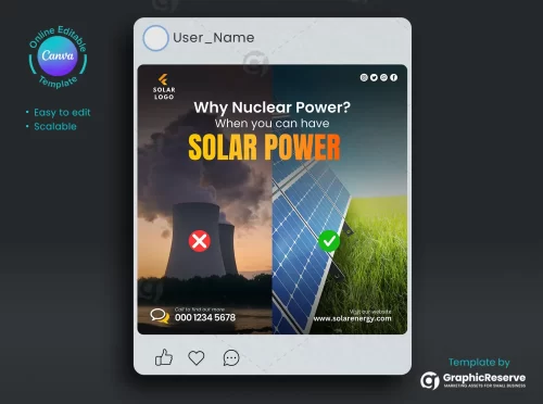 Solar Power Facebook Banner & Post Canva Template