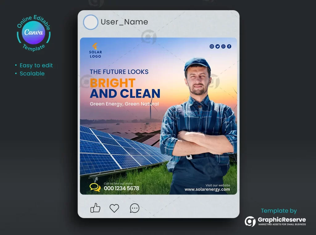 Solar Power Social Media Canva Post Design