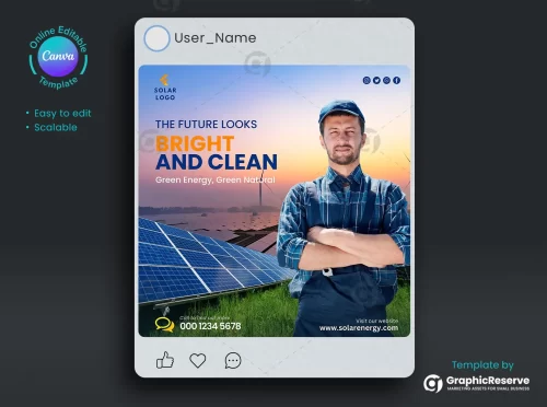 Solar Power Social Media Canva Post Design