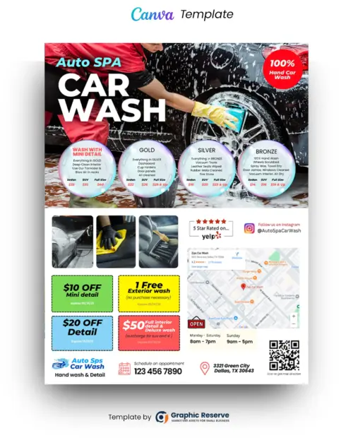Automobile Car Wash Marketing Flyer Template