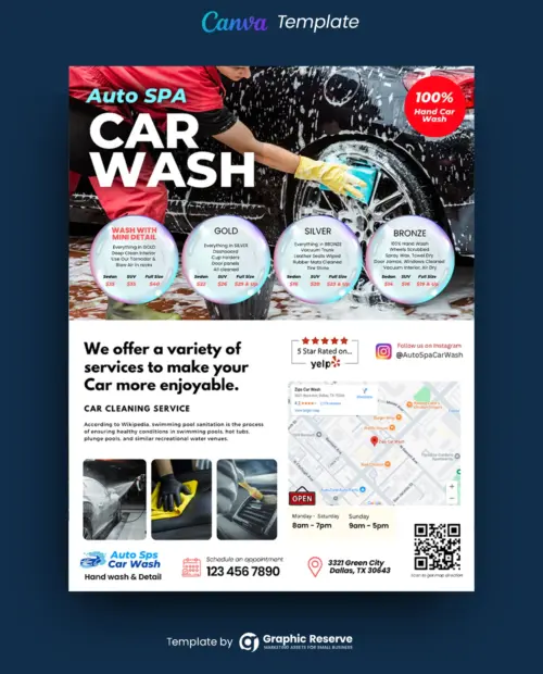 Automobile Car Wash Pricing Flyer Template Canva 1