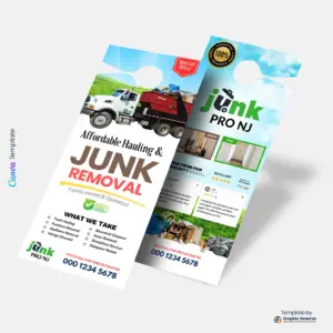 Editable Junk Removal Door Hanger Canva Marketing Template