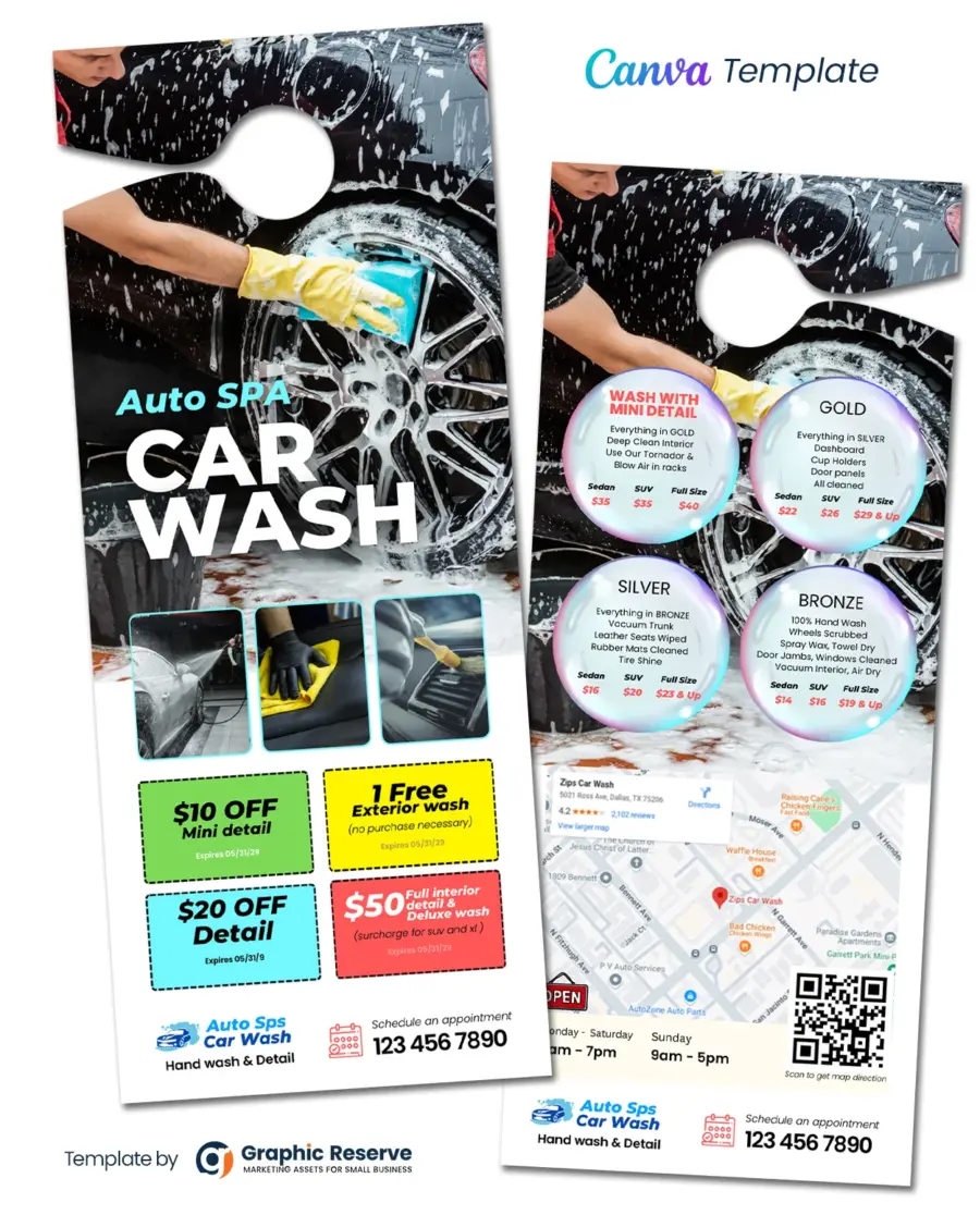 Car Wash Pricing Door Hanger Template