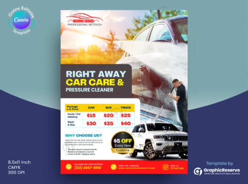 Car Wash Pricing Flyer Design Canva Template