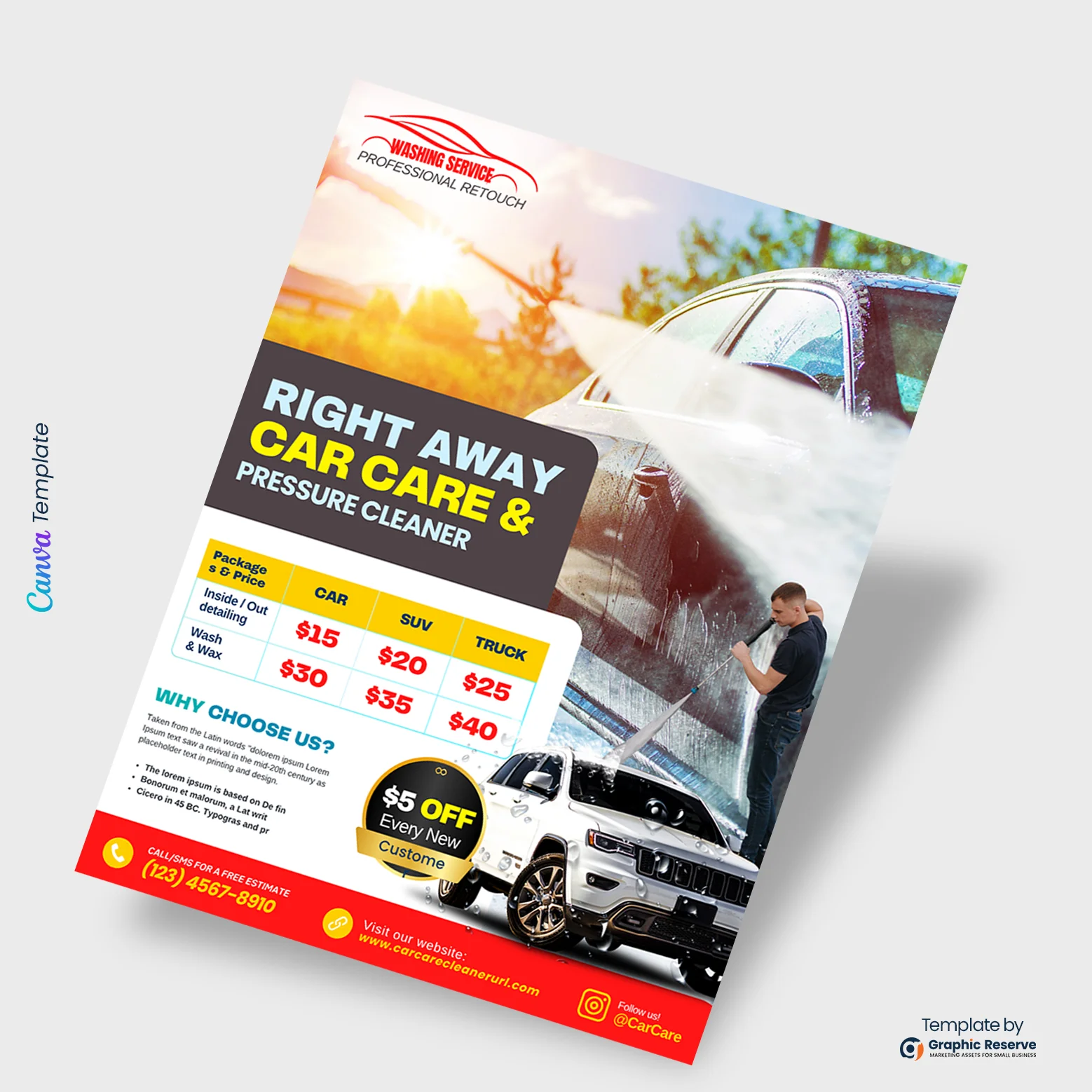 Car Wash Pricing Flyer Design Canva Template – Canva template