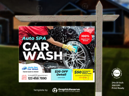 Car wash yard sign design template