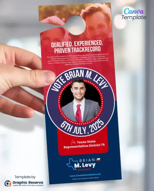 Creative Political Door Hanger Design Canva Template 1