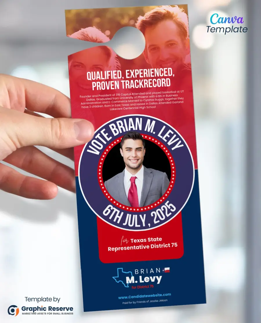 Creative Political Door Hanger Design Canva Template